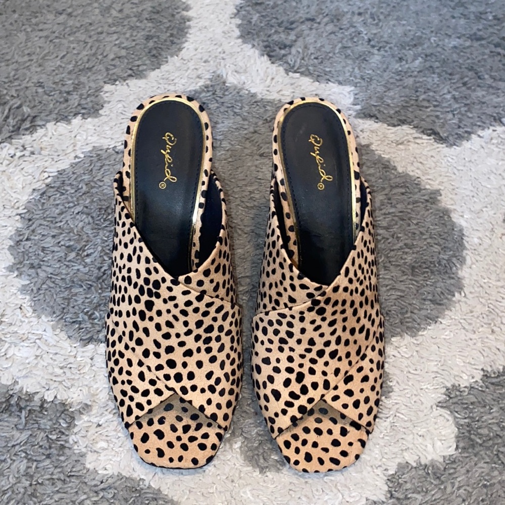 Dalmatian print mules